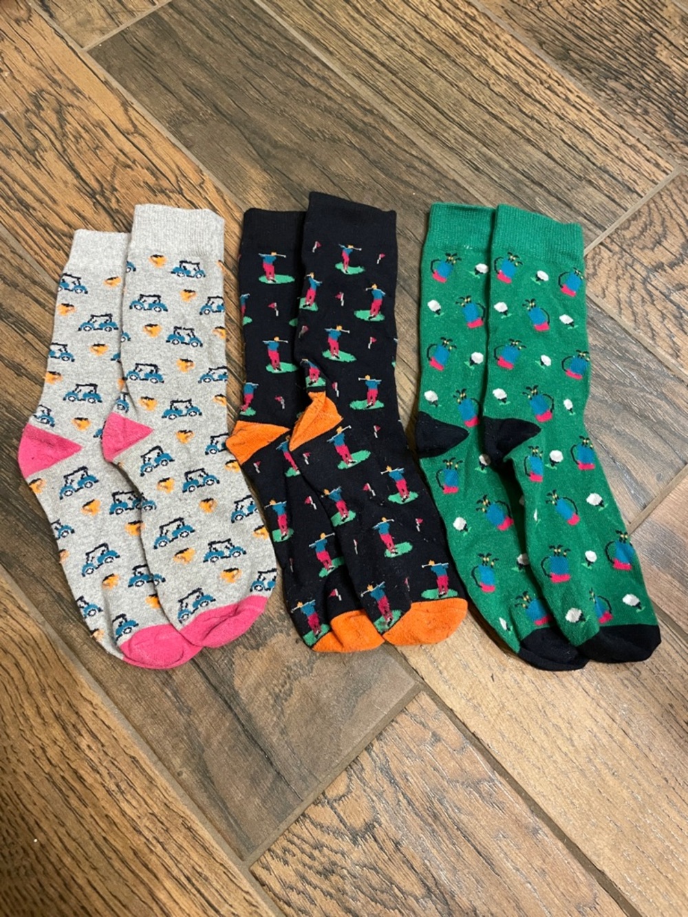 Colorful Men's Crew Socks - Gray, Black, Green - Fun Patterned Pack